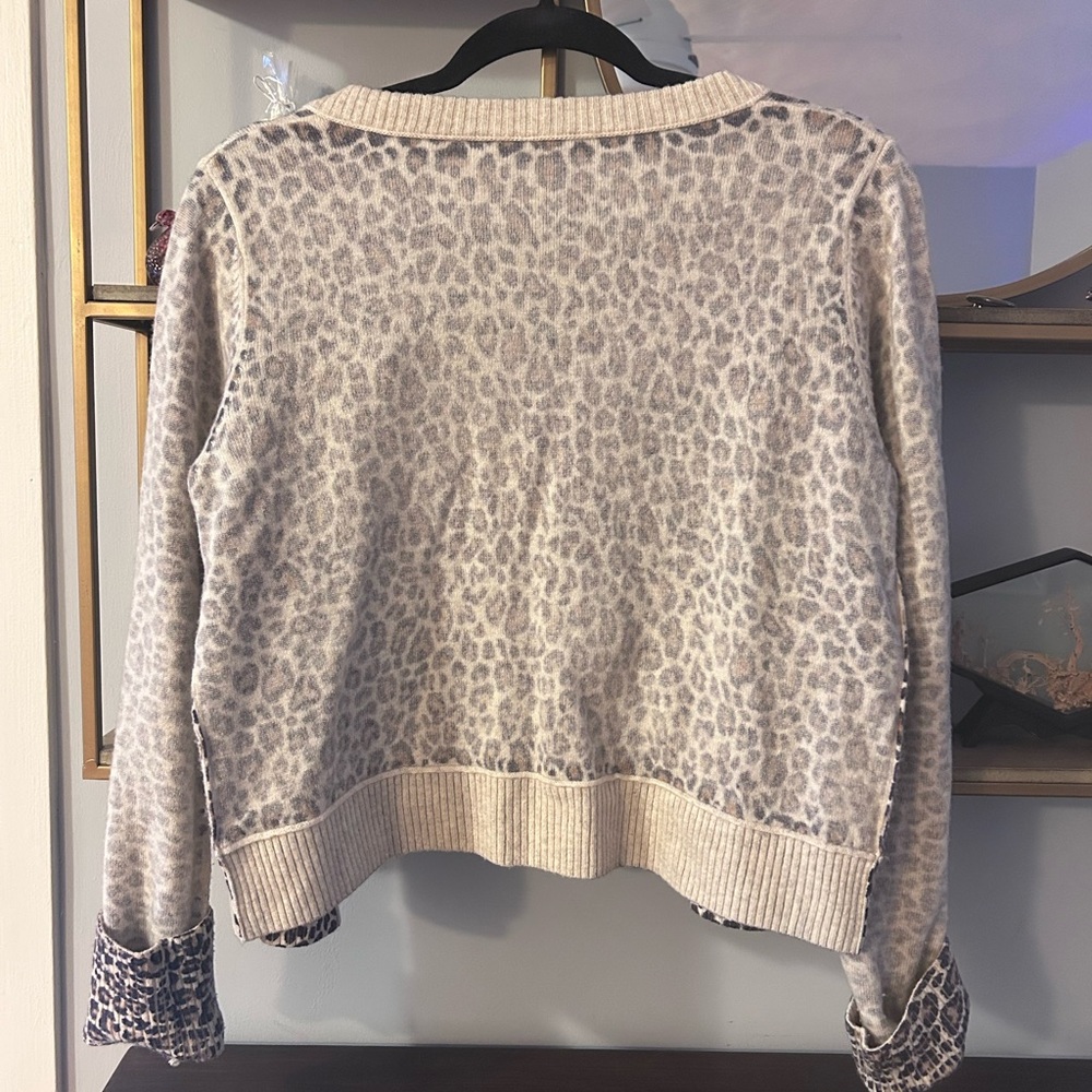 Free People cashmere Leopard Print Cardigan Sweater - Picture 6 of 7